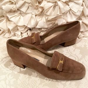 Bally Beige Suede Loafer Heels